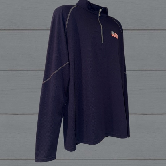 Under Armour XL USA Flag 1/4 Zip Pullover | Loose Fit | Blue Performance Top - Picture 2 of 8